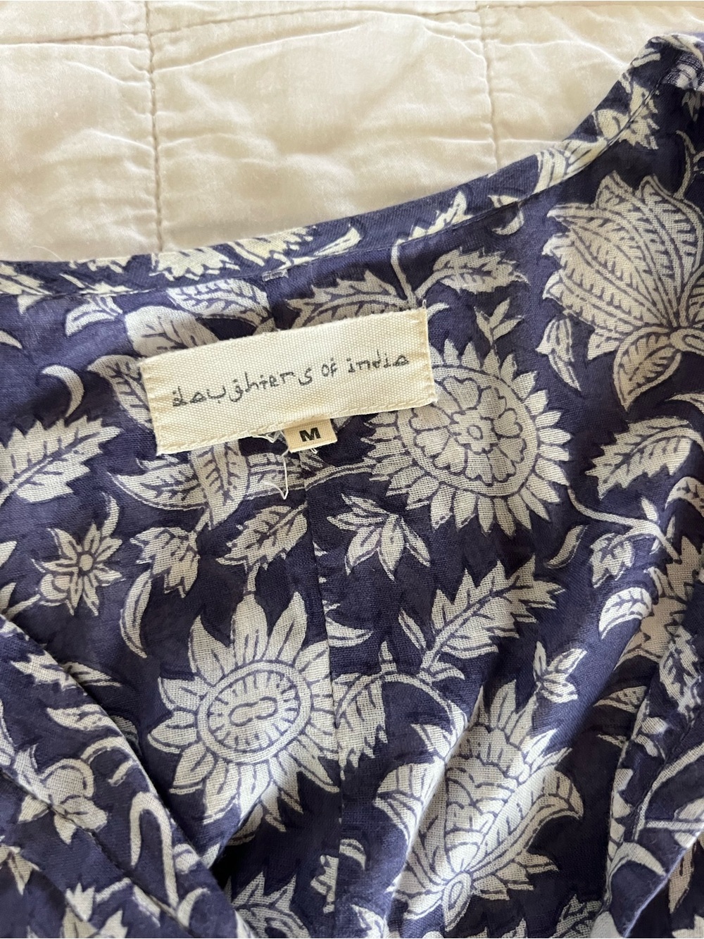 Daughters of India Blue and White Floral Babydoll Dress - Picture 4 of 9